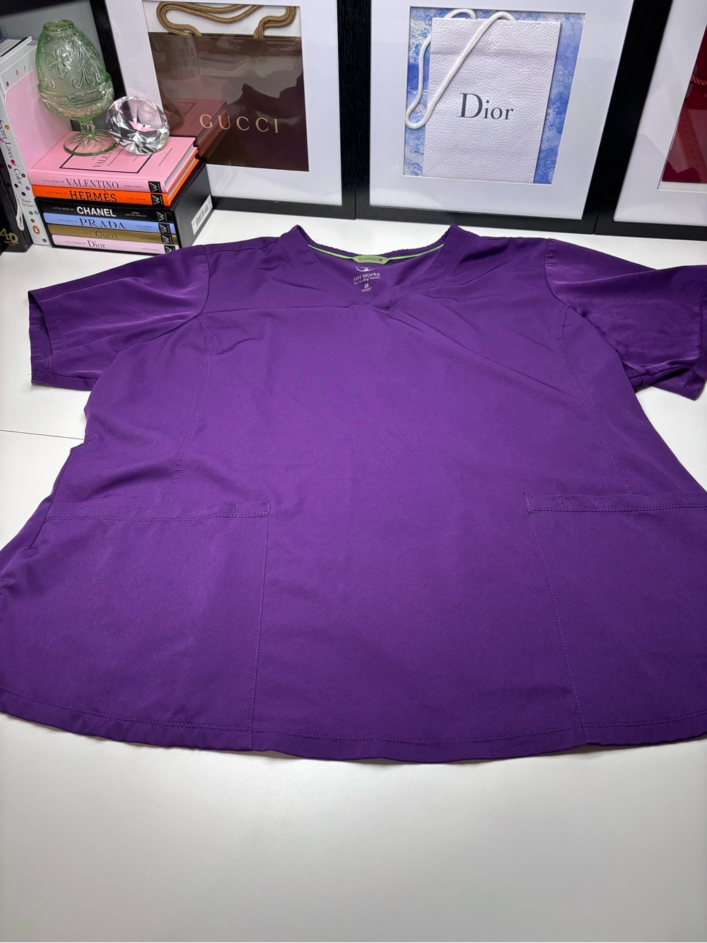 HH Works by Healing Hands Monica V Neck Scrub Tunic Top Women Size 3X EUC